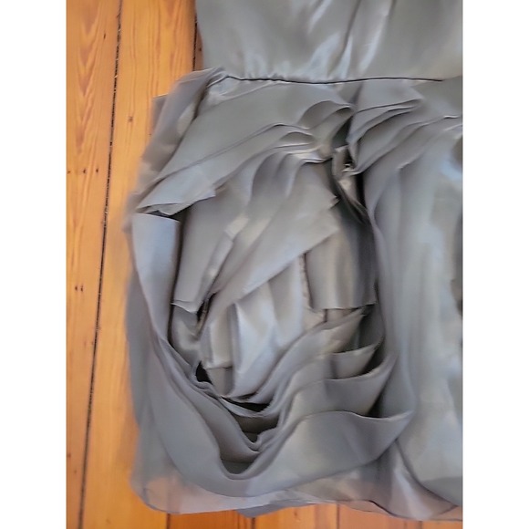 White by Vera Wang Womens 16  Gray Chiffon One Shoulder Party Dress  Rosette - Picture 10 of 13